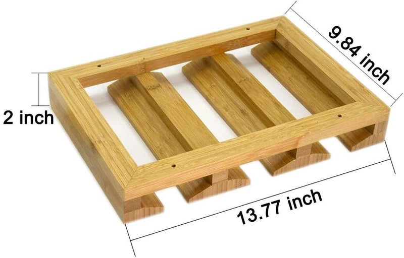 Kework Bamboo Wine Glass Holder, Hanging Stemware Display Rack, Under Cabinet Mounted Wine Glass Drying Storage Hanger Organizer Rack - Image 3